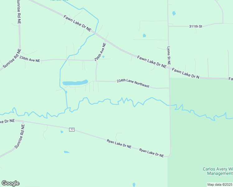 map of restaurants, bars, coffee shops, grocery stores, and more near 9470 234th Lane Northeast in Stacy