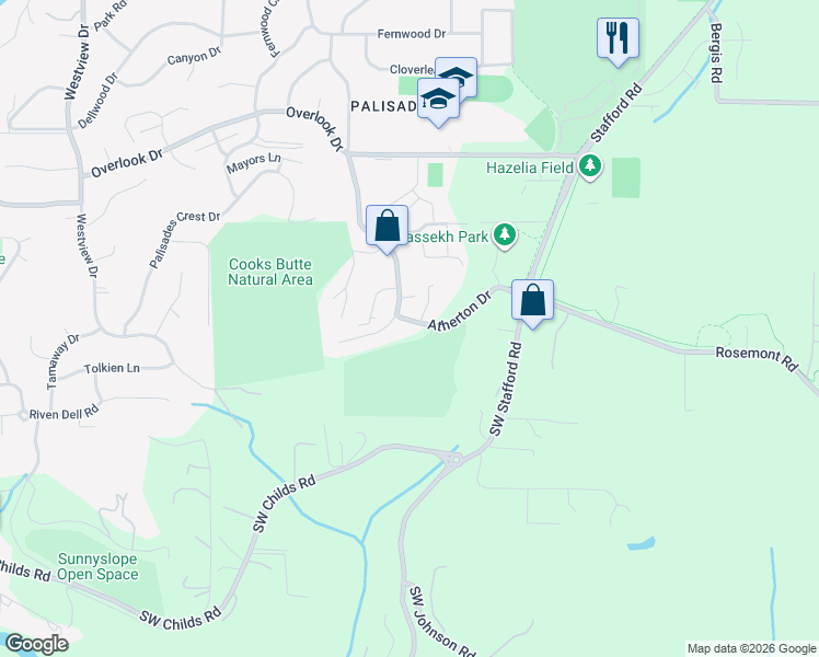 map of restaurants, bars, coffee shops, grocery stores, and more near 18240 Meadowlark Lane in Lake Oswego