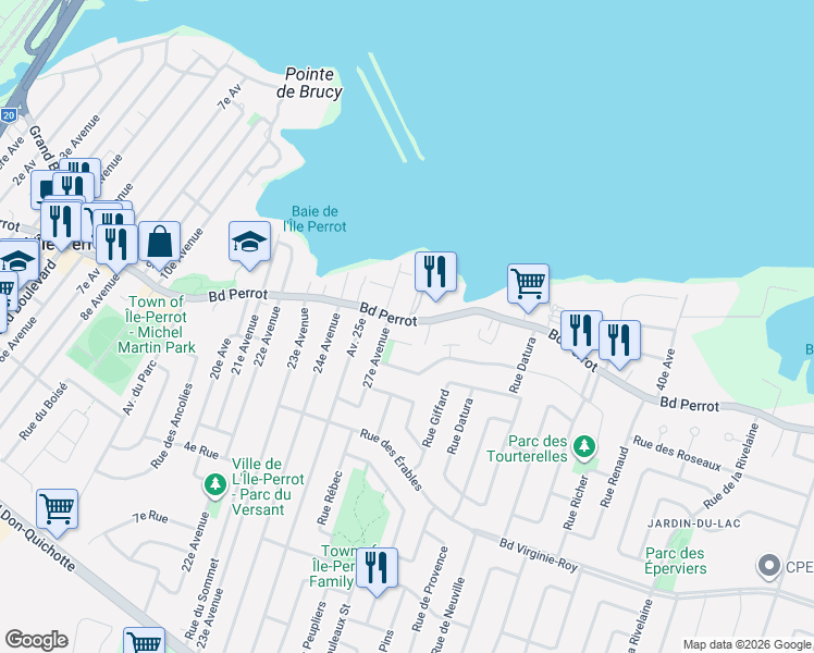 map of restaurants, bars, coffee shops, grocery stores, and more near 456 Boulevard Perrot in L'Île-Perrot