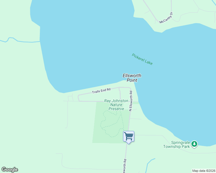 map of restaurants, bars, coffee shops, grocery stores, and more near 9579 Trails End Road in Petoskey