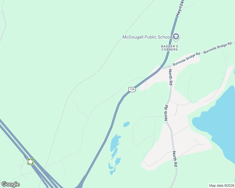 map of restaurants, bars, coffee shops, grocery stores, and more near 11-a Hoddy's Side Road in Parry Sound