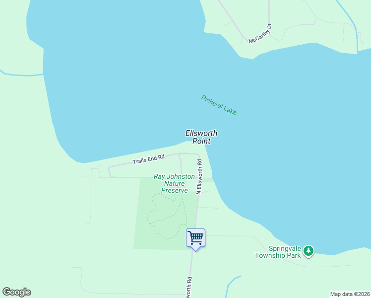 map of restaurants, bars, coffee shops, grocery stores, and more near 9687 Trails End Road in Petoskey
