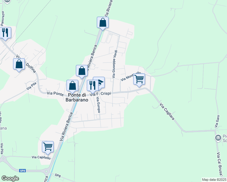 map of restaurants, bars, coffee shops, grocery stores, and more near 2 Via Giuseppe Verdi in Ponte di Barbarano