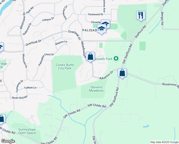 map of restaurants, bars, coffee shops, grocery stores, and more near 1924 Cheryl Court in Lake Oswego