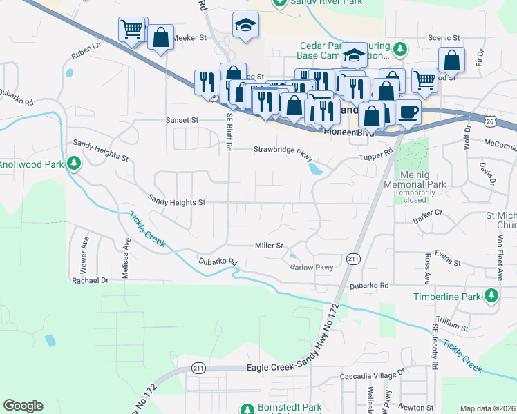 map of restaurants, bars, coffee shops, grocery stores, and more near 38370 Sandy Heights Street in Sandy