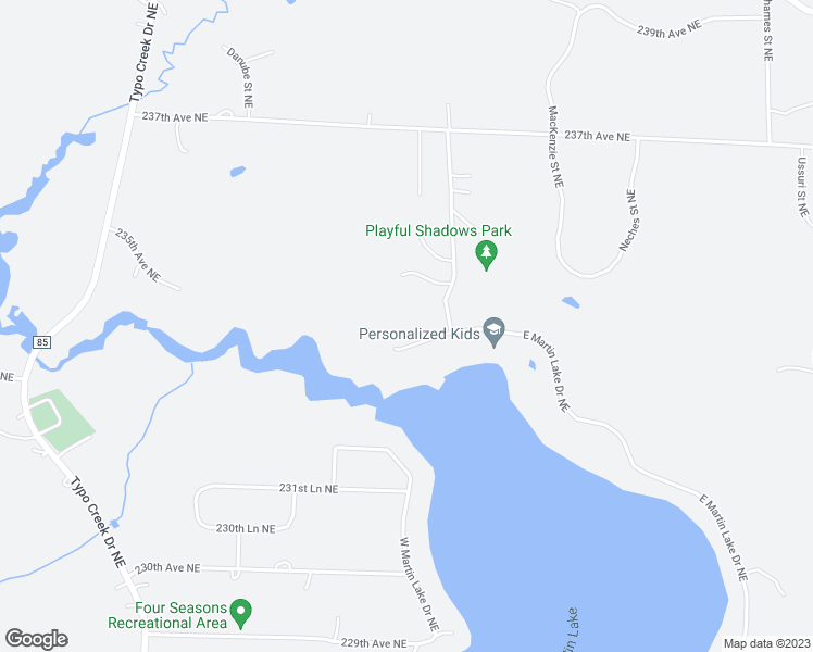 map of restaurants, bars, coffee shops, grocery stores, and more near 7013 234th Avenue Northeast in Stacy