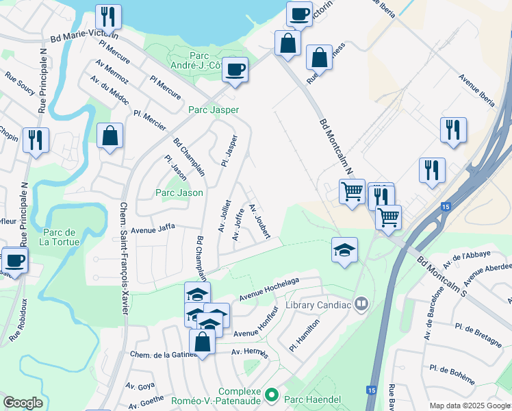 map of restaurants, bars, coffee shops, grocery stores, and more near 35 Avenue Joubert in Candiac