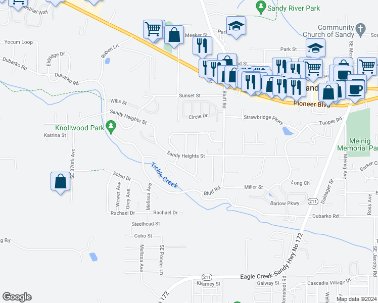 map of restaurants, bars, coffee shops, grocery stores, and more near 17926 Balken Avenue in Sandy