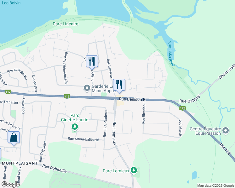 map of restaurants, bars, coffee shops, grocery stores, and more near 559 Rue Denison Est in Granby