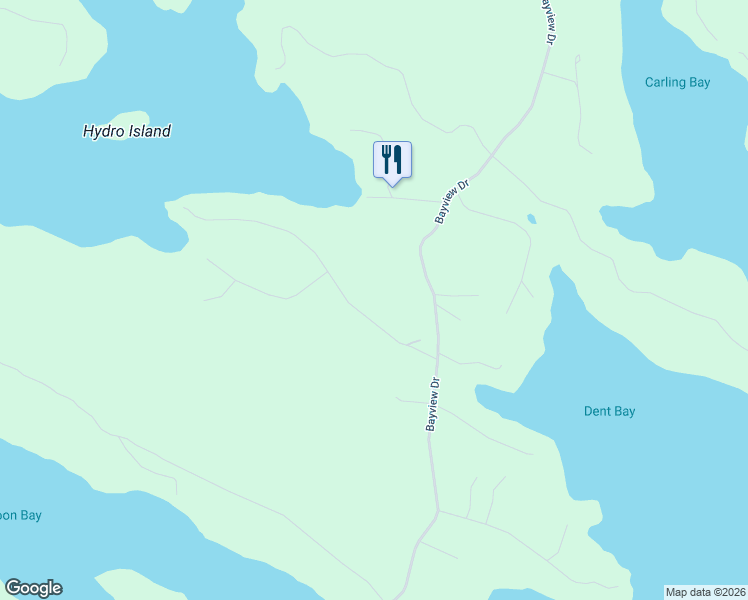 map of restaurants, bars, coffee shops, grocery stores, and more near Ridgeway Drive in Parry Sound District