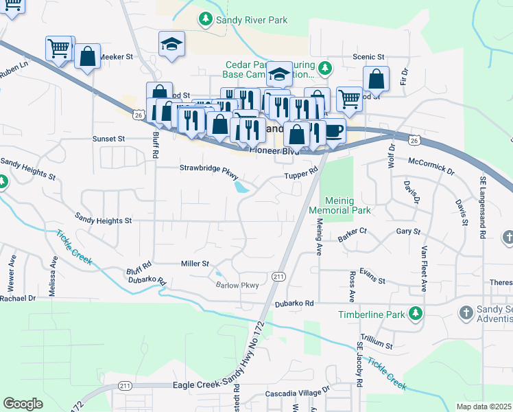map of restaurants, bars, coffee shops, grocery stores, and more near 17770 Tupper Road in Sandy