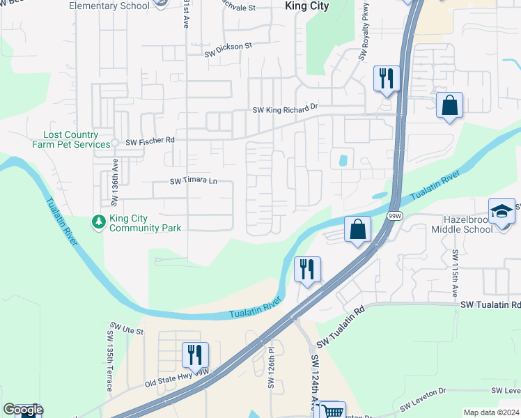 map of restaurants, bars, coffee shops, grocery stores, and more near 17192 Southwest Eldorado Drive in Portland