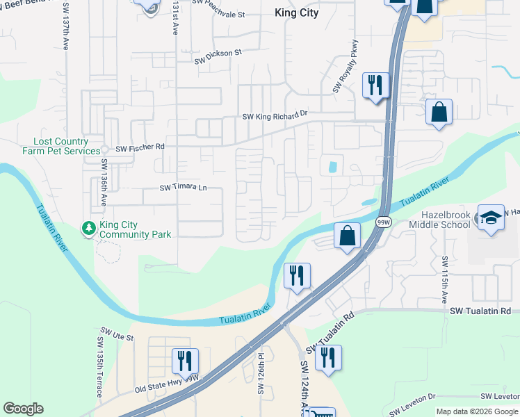 map of restaurants, bars, coffee shops, grocery stores, and more near 17156 Southwest Eldorado Drive in Portland