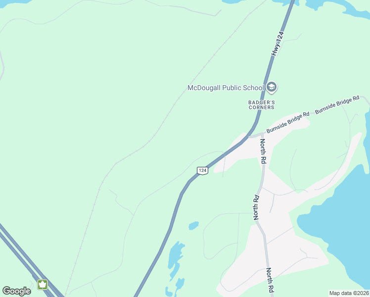 map of restaurants, bars, coffee shops, grocery stores, and more near 11 Hoddy's Side Road in Parry Sound