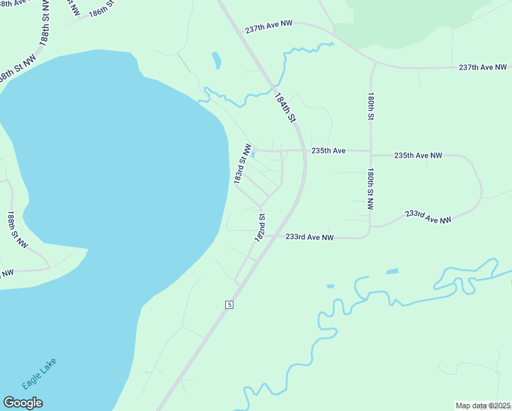 map of restaurants, bars, coffee shops, grocery stores, and more near 18225 233 1/4 Avenue in Big Lake