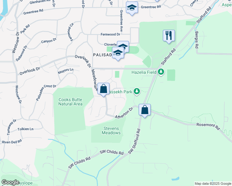 map of restaurants, bars, coffee shops, grocery stores, and more near 18132 Siena Drive in Lake Oswego