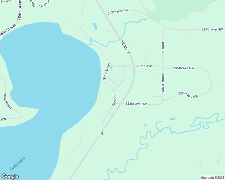 map of restaurants, bars, coffee shops, grocery stores, and more near 18225 233 1/4 Avenue in Big Lake