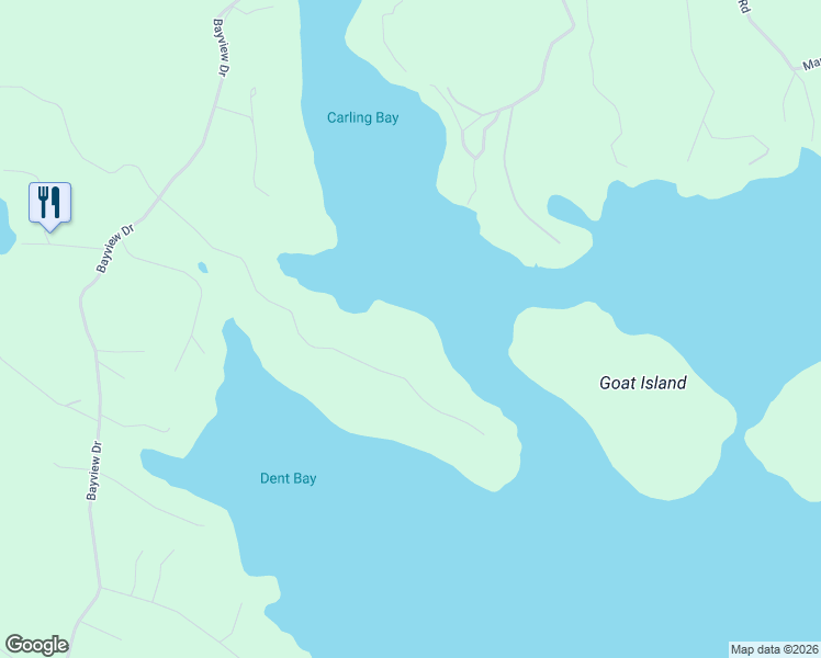 map of restaurants, bars, coffee shops, grocery stores, and more near Beacon Point Drive in Parry Sound District