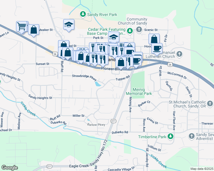 map of restaurants, bars, coffee shops, grocery stores, and more near 17770 Tupper Road in Sandy