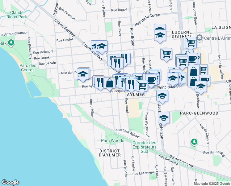 map of restaurants, bars, coffee shops, grocery stores, and more near in Gatineau