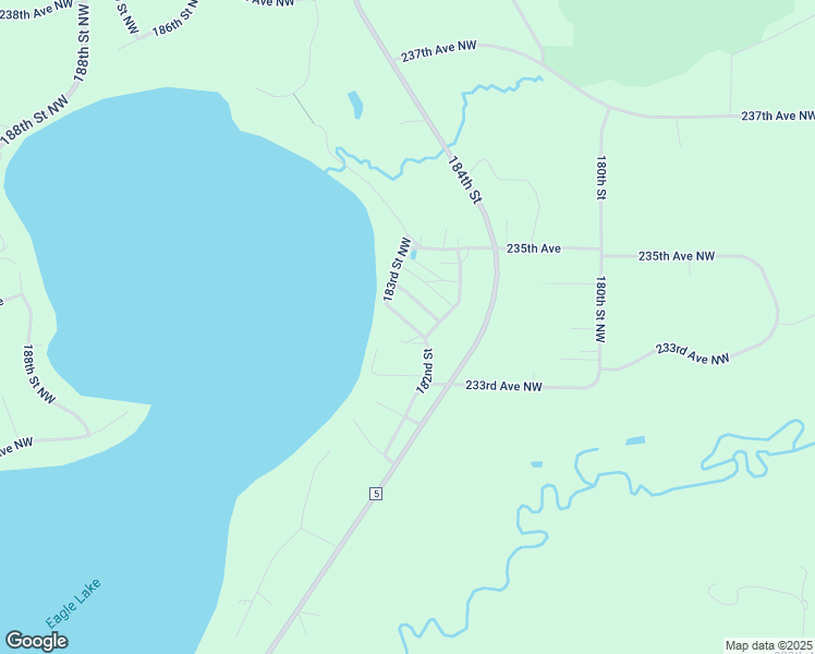 map of restaurants, bars, coffee shops, grocery stores, and more near 18225 233 1/4 Avenue in Big Lake