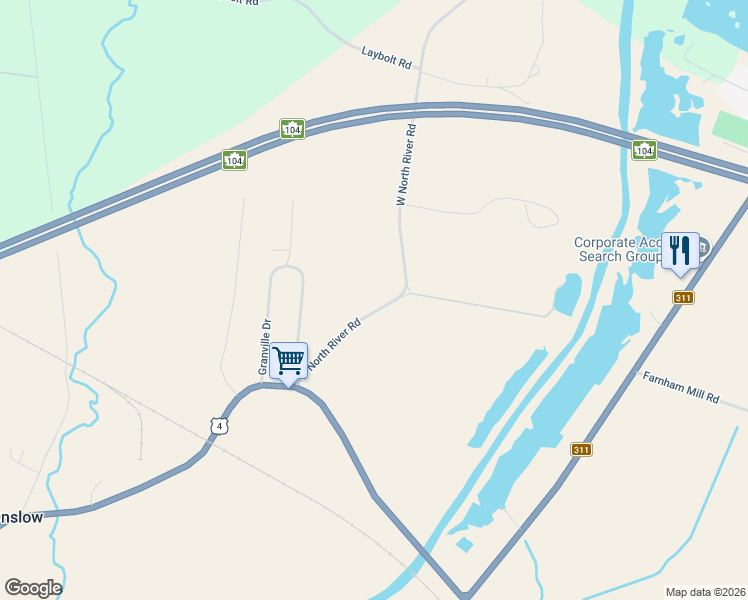 map of restaurants, bars, coffee shops, grocery stores, and more near 77 West North River Road in Upper Onslow