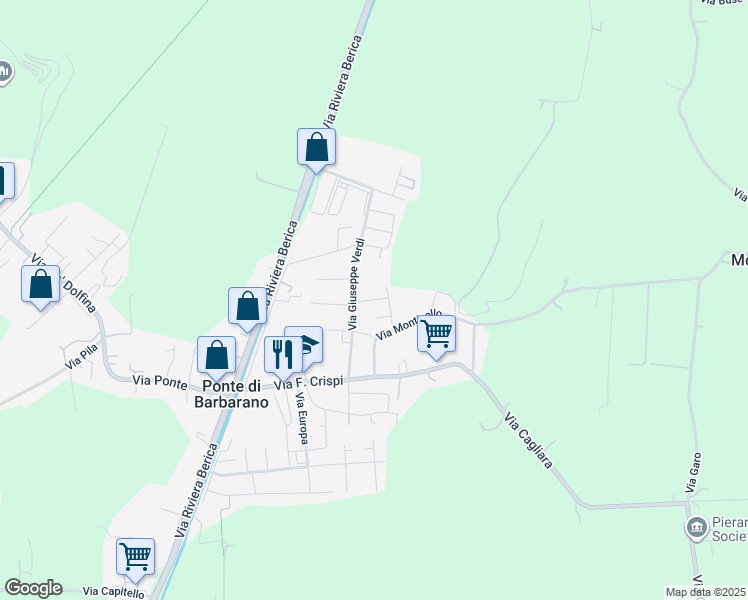 map of restaurants, bars, coffee shops, grocery stores, and more near 22 Via Caravaggio in Ponte di Barbarano