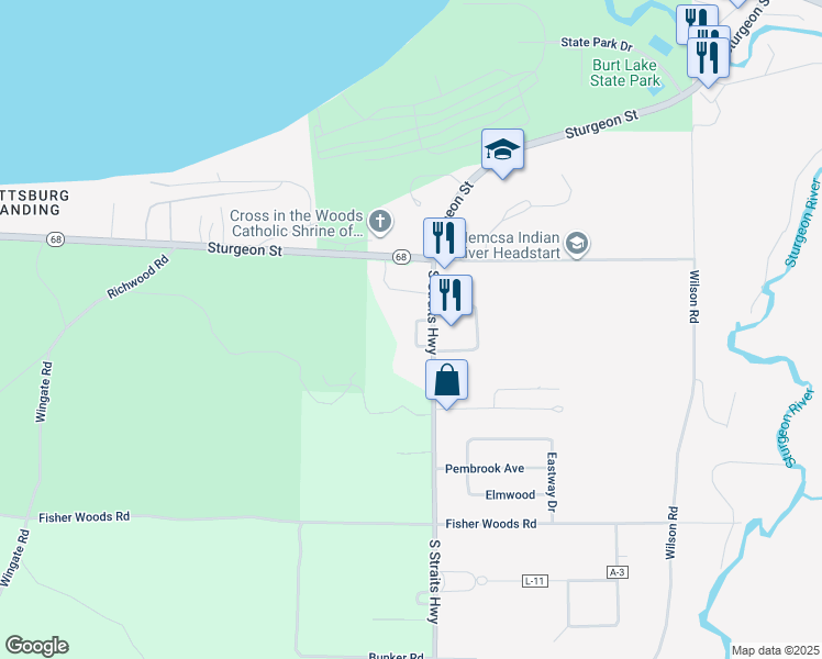 map of restaurants, bars, coffee shops, grocery stores, and more near Oakside Drive in Indian River