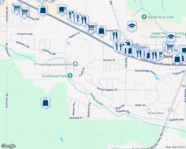 map of restaurants, bars, coffee shops, grocery stores, and more near 37615 Sandy Heights Street in Sandy
