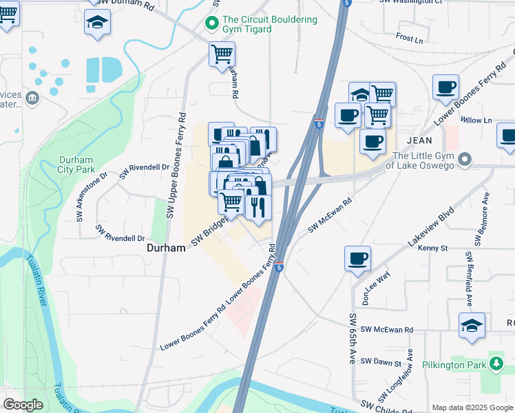 map of restaurants, bars, coffee shops, grocery stores, and more near 17070 Southwest 72nd Avenue in Portland