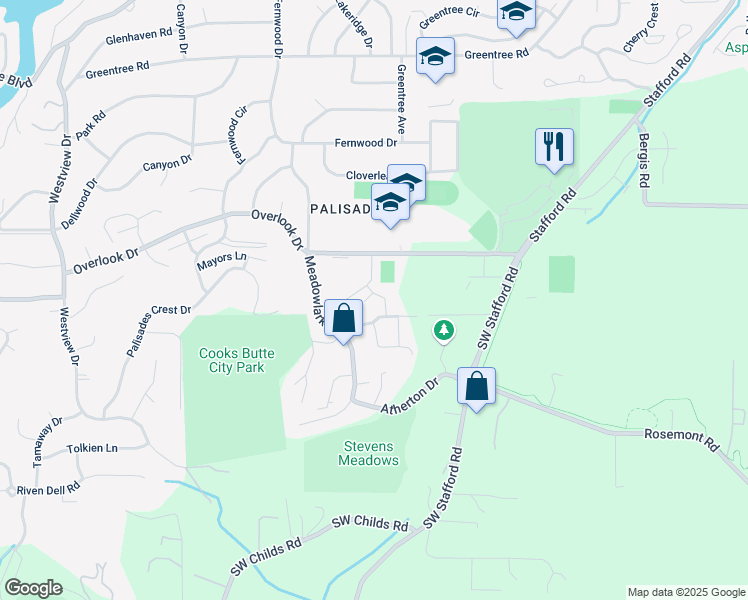 map of restaurants, bars, coffee shops, grocery stores, and more near 17958 Saint Clair Drive in Lake Oswego