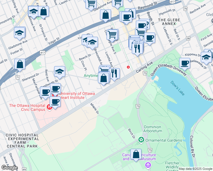 map of restaurants, bars, coffee shops, grocery stores, and more near 933 Ottawa Regional Road 38 in Ottawa
