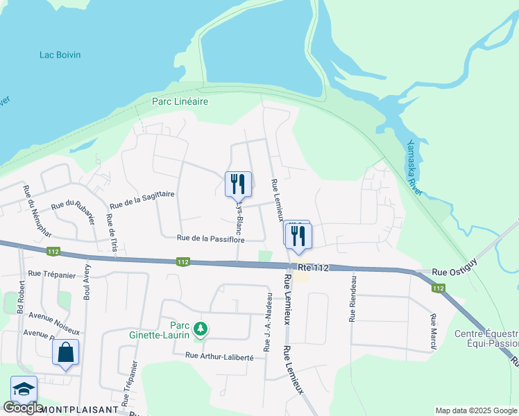 map of restaurants, bars, coffee shops, grocery stores, and more near 522 Rue de la Passiflore in Granby