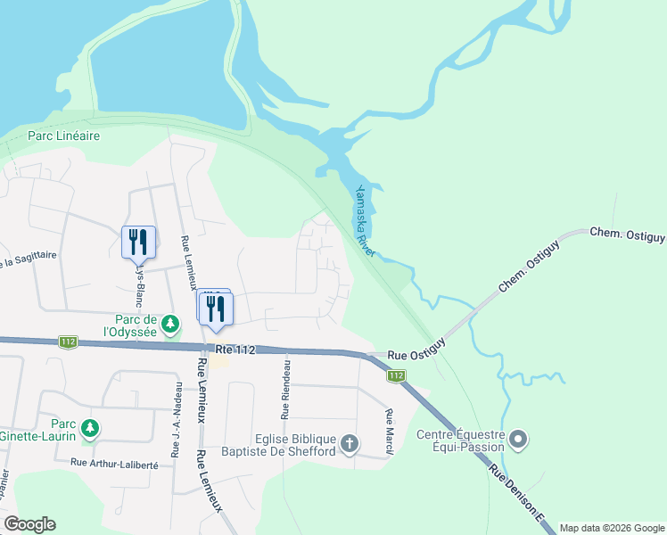 map of restaurants, bars, coffee shops, grocery stores, and more near 1034 Rue Magnone in Granby