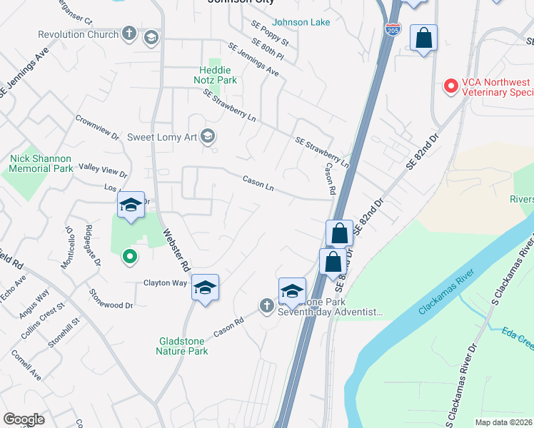 map of restaurants, bars, coffee shops, grocery stores, and more near 8433 Cason Court in Gladstone
