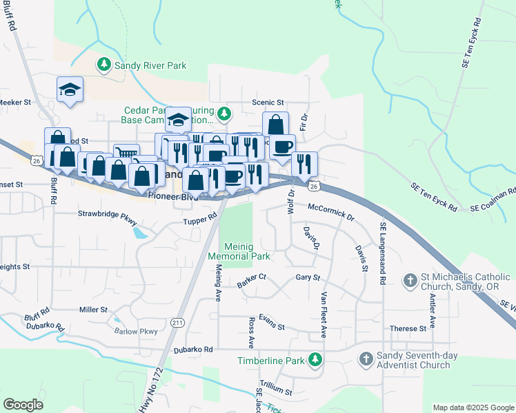 map of restaurants, bars, coffee shops, grocery stores, and more near 39451 McCormick Drive in Sandy