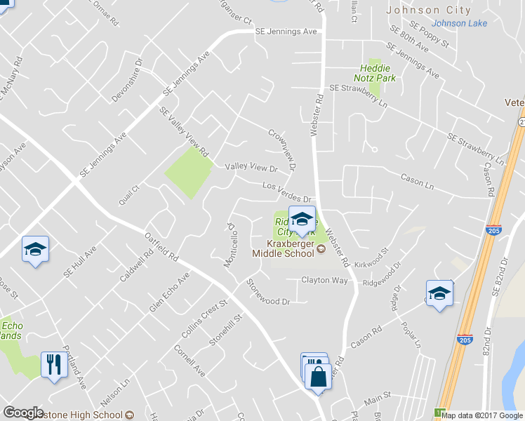 map of restaurants, bars, coffee shops, grocery stores, and more near 18120 Trevor Court in Gladstone