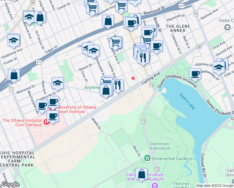 map of restaurants, bars, coffee shops, grocery stores, and more near 933 Ottawa Regional Road 38 in Ottawa