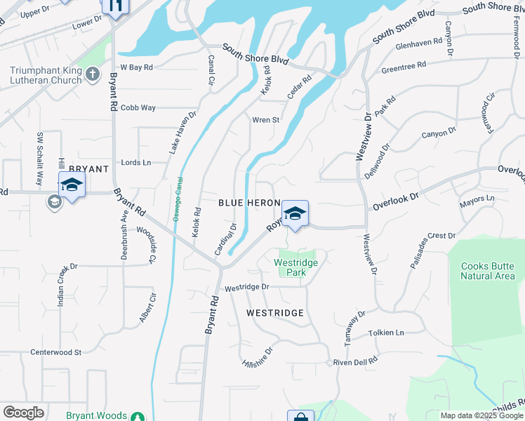 map of restaurants, bars, coffee shops, grocery stores, and more near 17787 Blue Heron Drive in Lake Oswego