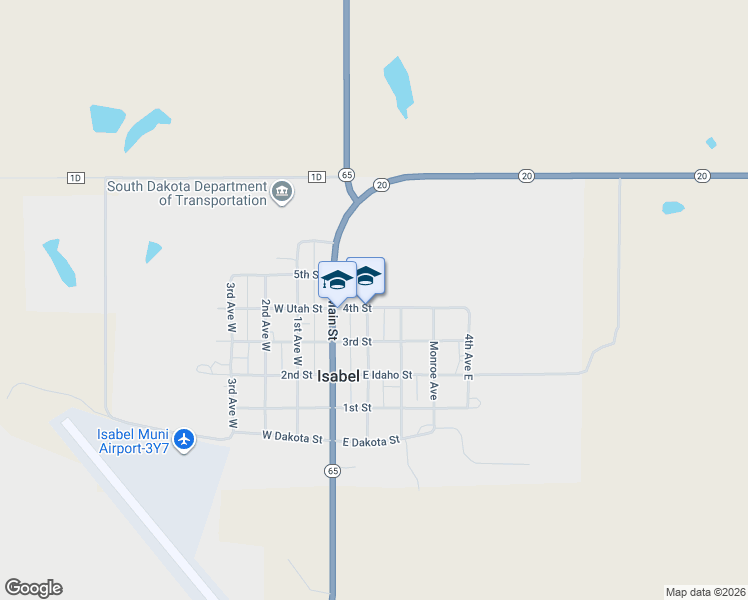 map of restaurants, bars, coffee shops, grocery stores, and more near 200 East Utah Street in Isabel