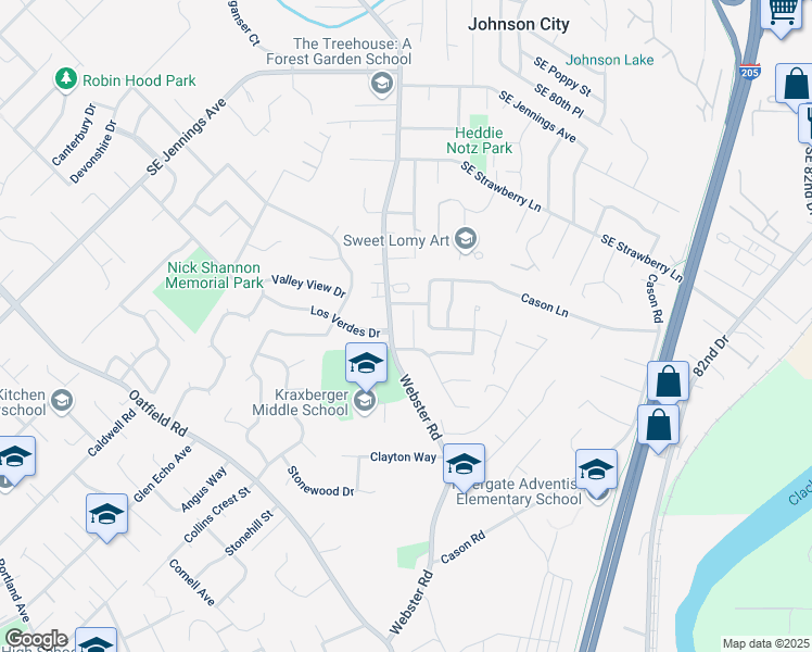 map of restaurants, bars, coffee shops, grocery stores, and more near 7515 Southeast Springhill Drive in Gladstone