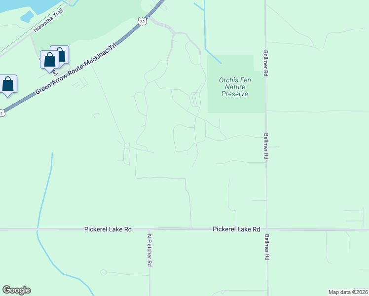 map of restaurants, bars, coffee shops, grocery stores, and more near 5121 Vis-A-Vis Lane in Petoskey