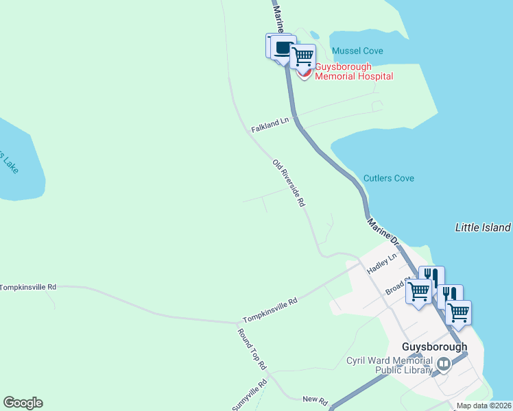 map of restaurants, bars, coffee shops, grocery stores, and more near 6 Drysdale Place in Guysborough