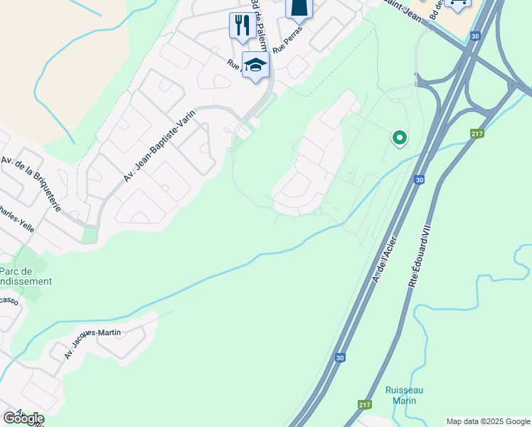 map of restaurants, bars, coffee shops, grocery stores, and more near 1000 Boulevard de Palerme in La Prairie