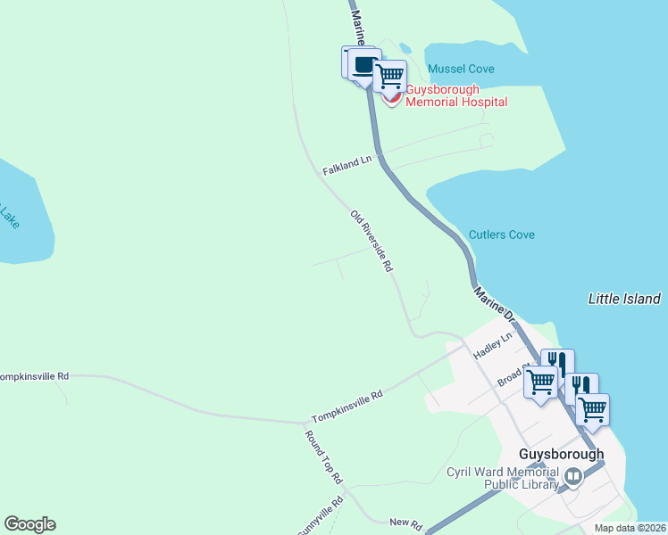 map of restaurants, bars, coffee shops, grocery stores, and more near 6 Drysdale Place in Guysborough