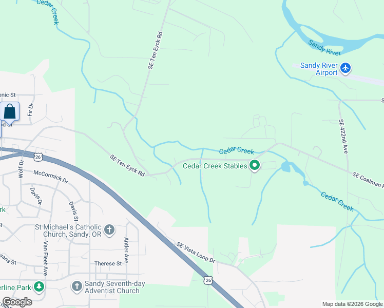 map of restaurants, bars, coffee shops, grocery stores, and more near 41051 Southeast Coalman Road in Sandy