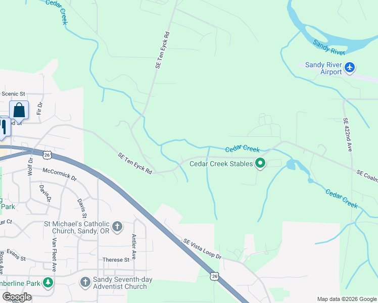 map of restaurants, bars, coffee shops, grocery stores, and more near 41035 Southeast Coalman Road in Sandy