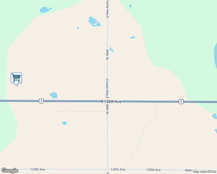 map of restaurants, bars, coffee shops, grocery stores, and more near 1308 80th Street in Amery