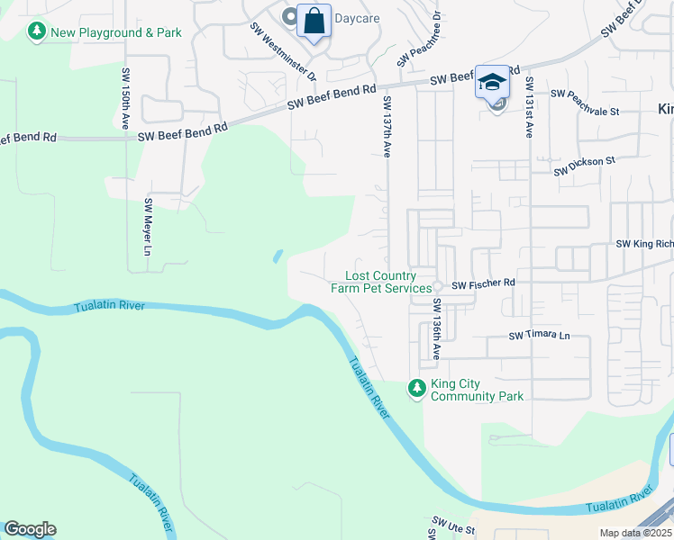 map of restaurants, bars, coffee shops, grocery stores, and more near 14075 Southwest River Lane in Portland
