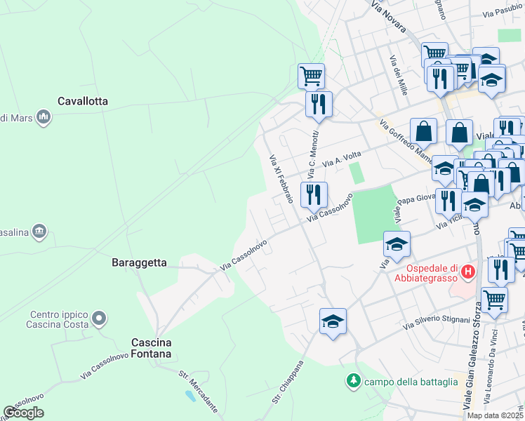 map of restaurants, bars, coffee shops, grocery stores, and more near in Metropolitan City of Milan